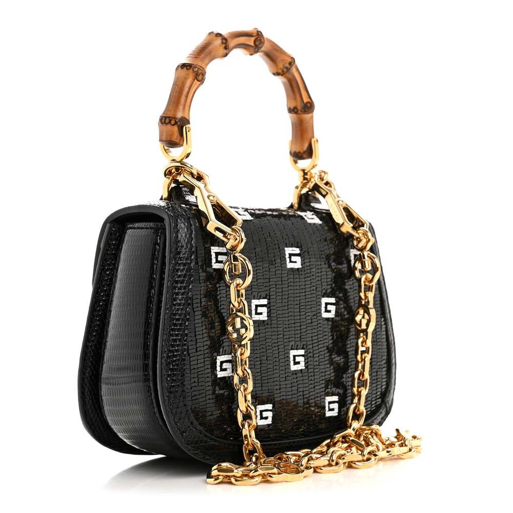 Gucci Sequin Lizard Embossed Gg Mini #294135G18B - Picture 3 of 11